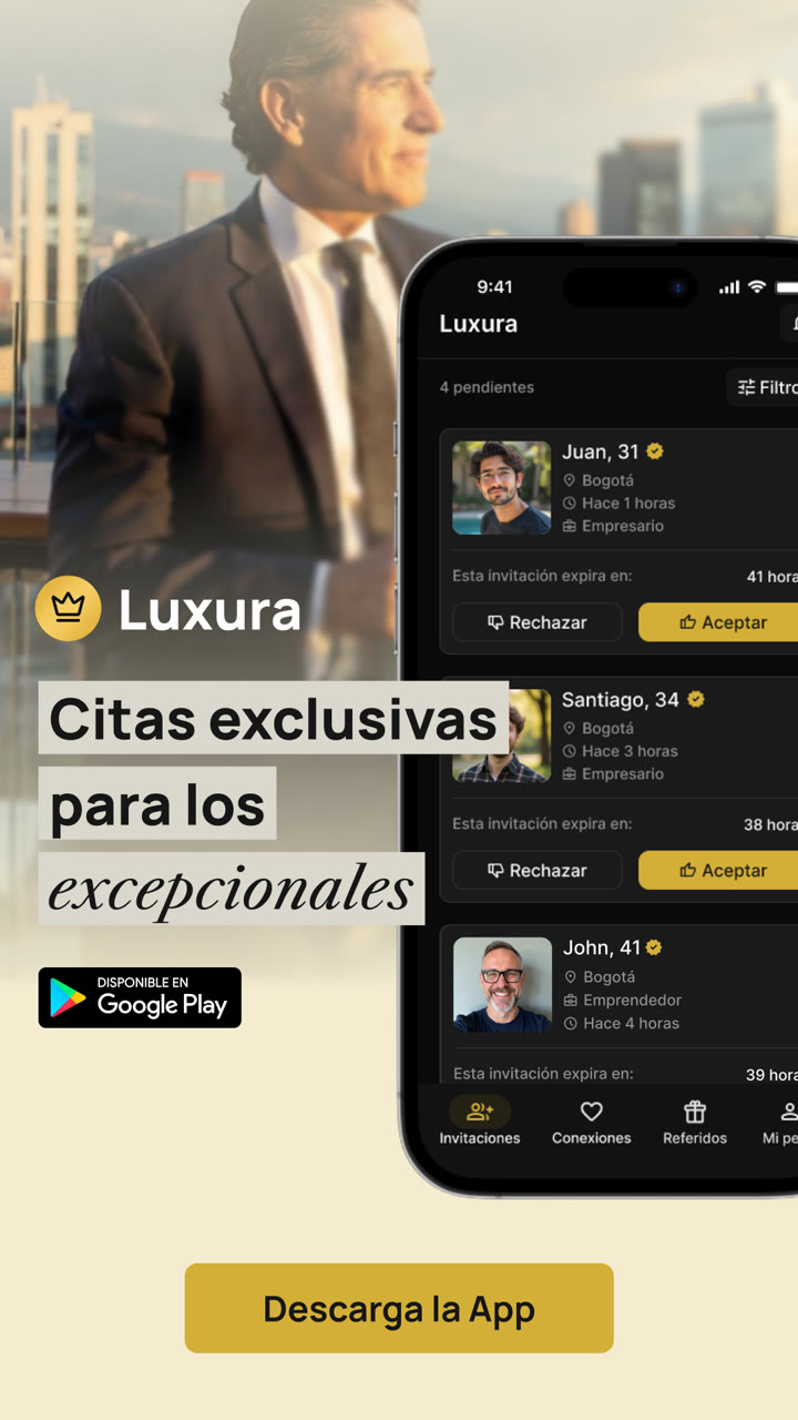 Luxura ad for the women audience: the invitation inbox showing three pending invitations and their expiry countdown