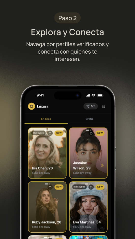 Luxura browse grid showing verified profiles and the daily invite counter