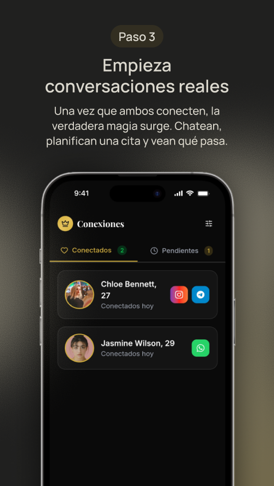Luxura connections screen listing accepted matches