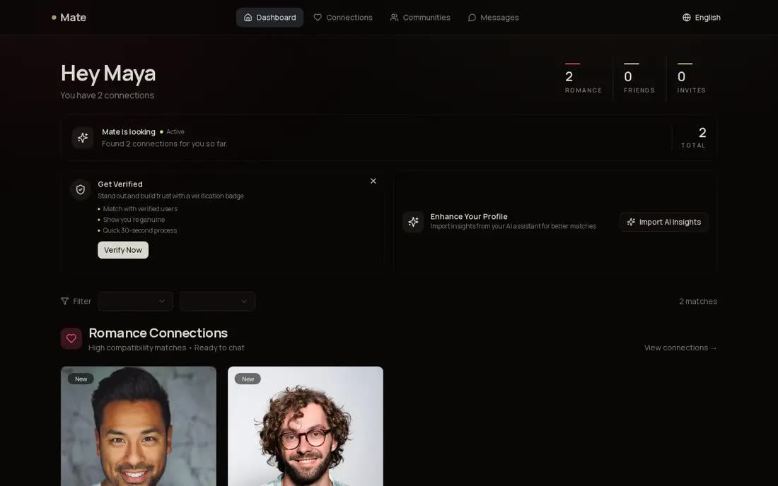 The Mate landing page in Spanish