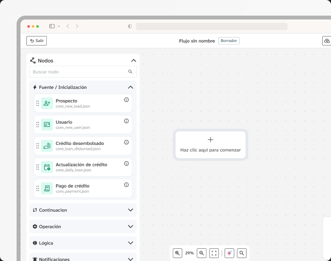 Constructor de flujos de automatización de LeanCore Studio
