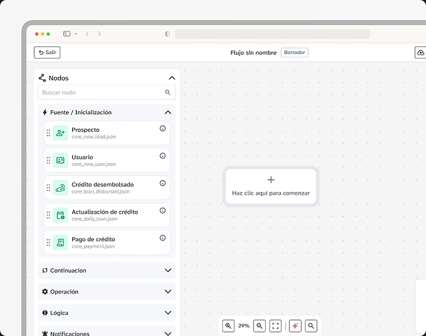 Constructor de flujos de automatización de LeanCore Studio