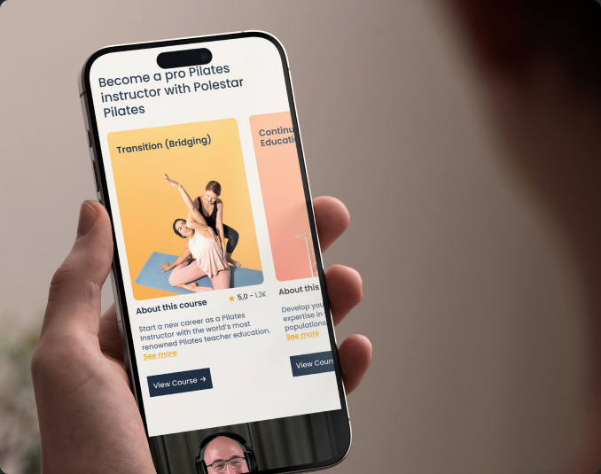 App del curso de Pilates de Polestar en un iPhone